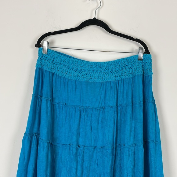 INC International Concepts Flowy Boho Drawstring Waist Tiered Gauze Maxi Skirt - Picture 6 of 8